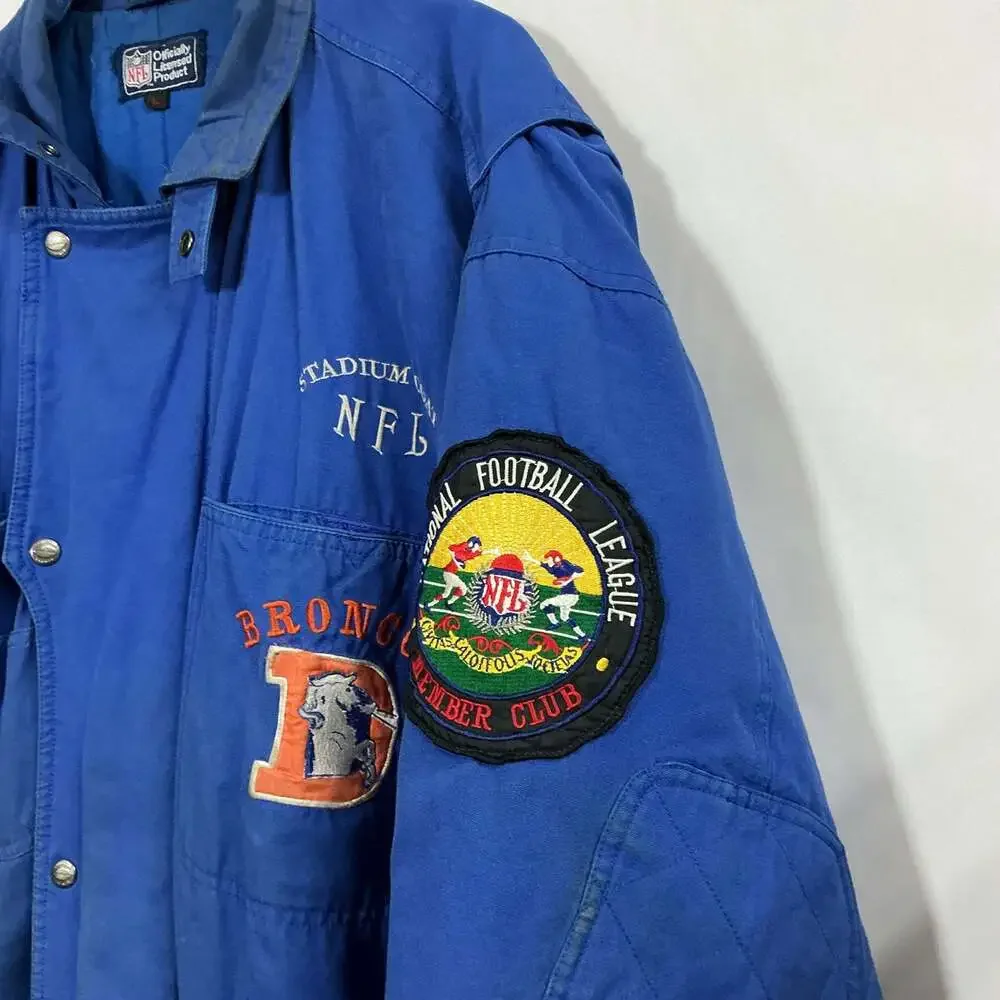 Vintage Denver Broncos NFL Stadium Coat Jacket Blue Men's Large